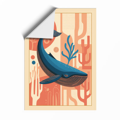 Whale and Coral Coastal - Framed Print