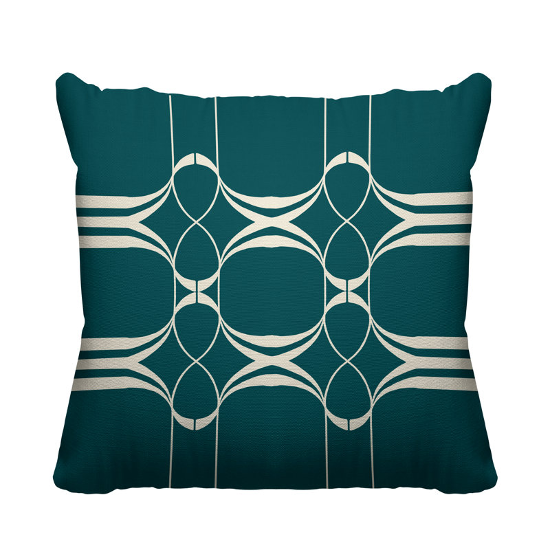 Coussin Tribal Abstract, L 15 po x H 15 po, Émeraude
