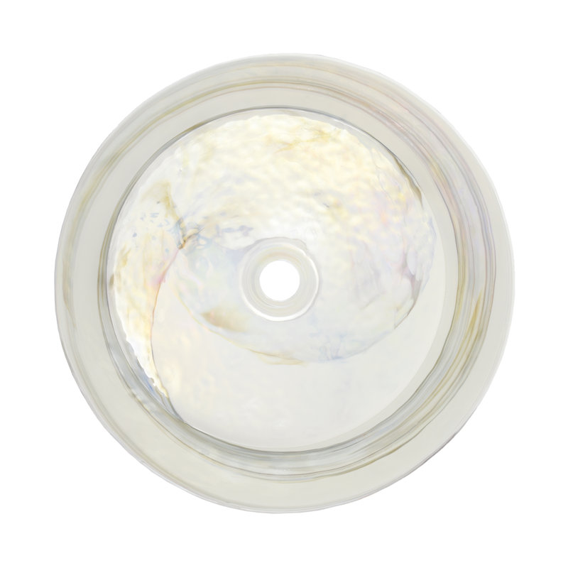 Murano Glass Circular Vessel Bathroom Sink, Abalone