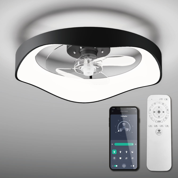 19.7'' Bedroom Recessed Ceiling Fan with  Light,With LEDs and special programs