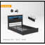 Cadre de lit double avec 4 tiroirs de rangement Cadre de lit double avec tête de lit et tablette de rangement, lit de rangement avec DEL et station de charge, pas de bruit, pas de sommier nécessaire, noir-869789940
