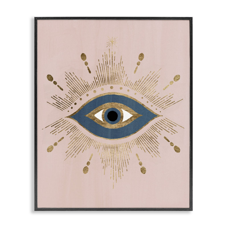 Evil Eye Glam Boho, H 14 po x l 11 po, Giclée encadrée noir minuit