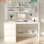 Bureau d'ordinateur 60 pouces avec tiroirs, bureau d'écriture avec huche pour chambre à coucher