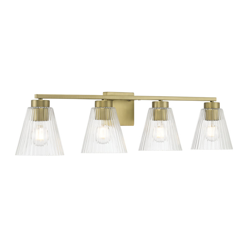 Meuble-lavabo 4 lumières 31,75 po Alun, H 7,75 po x l 31,75 po x P 6,5 po, Laiton, 4 lumières