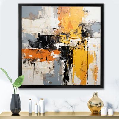 Abstract yellow and black collage II - Abstract Collages Canvas Art