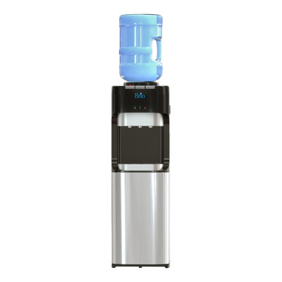 Brio Black and Stainless Steel Free Standing Top Loading Electric Water Cooler Water Dispenser with Hot and Cold Hot, Cold, and Room Cold and Room Temperature Options