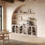 Ensemble de 3 buffets modulaires avec porte vitrée cintrée, couleur sable-879286510