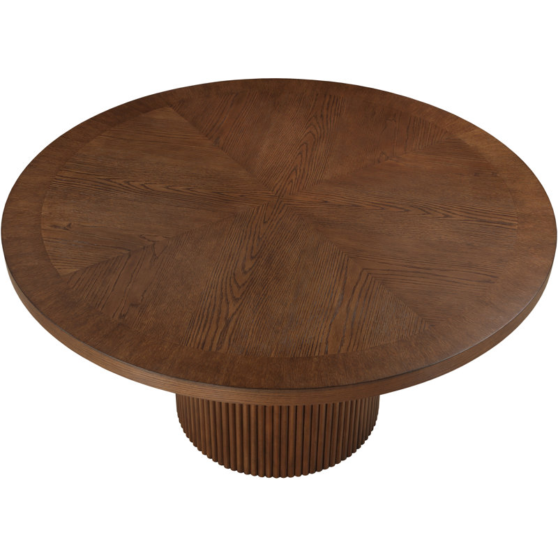 Ismaa 60" Solid Wood and Oak Veneer Dining Table, Brown