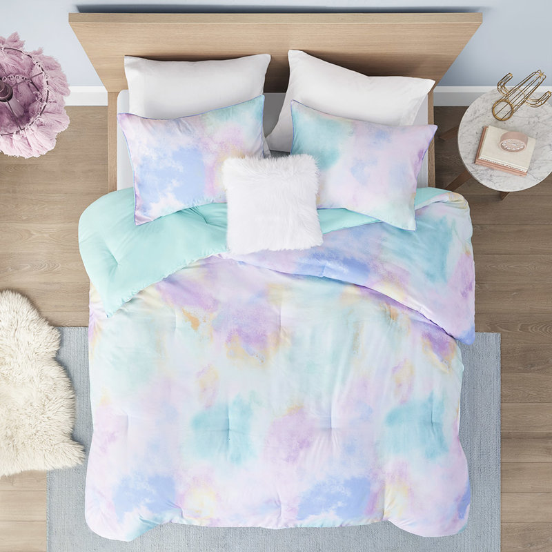 Édredon doux à motif teinté, double / grand, tissu, literie imprimée à l'aquarelle colorée, matériau