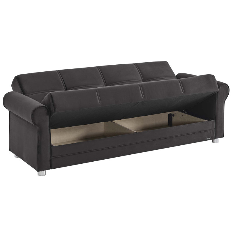 Canapé-lit rembourré convertible avec rangement, Noir