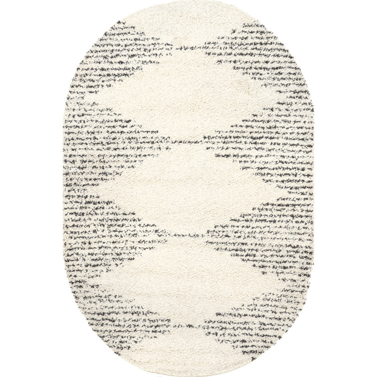 Reserve Trellis Shag Area Rug for Living Room Bedroom Dining Room Nursery, Off White/Charcoal