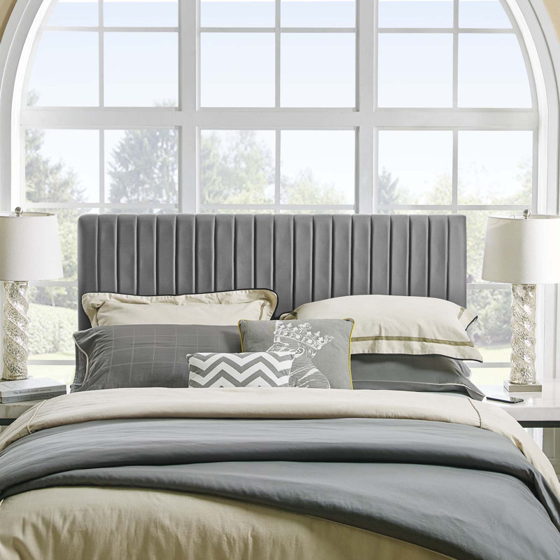Modway Carson Carrington Stryn Velvet Headboard, Gray, King/California King