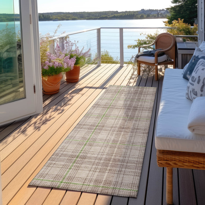 Aurora Beige Washable Indoor-Outdoor Rug - , 2'3" x 7'6"
