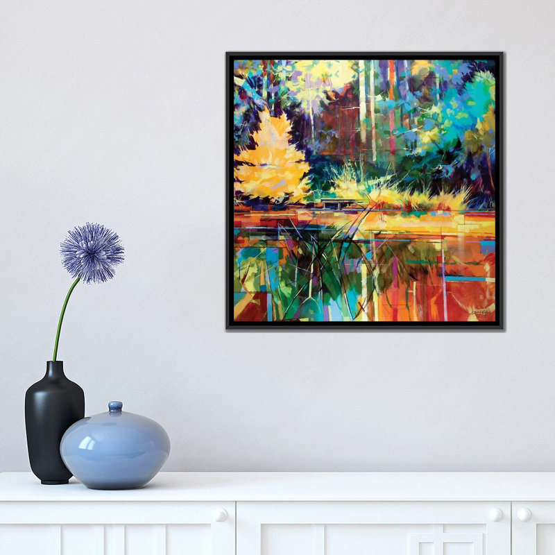 « waterloo screens », reproduction de peinture à l’acrylique sur toile tendue, H 18 po x l 18 po x P 1,5 po, Pas de tapis