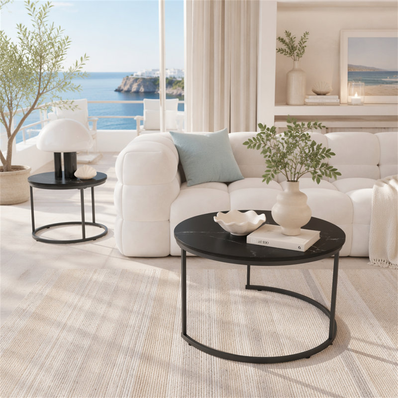 Ensemble de 2 tables basses gigognes, Noir