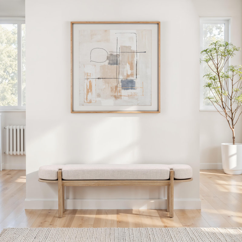 Ella Upholstered Accent Bench, Beige, Light Natural
