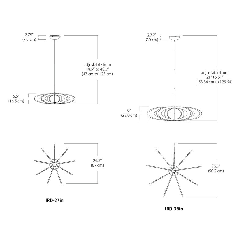Iridium 36" Pendant - Polished Chrome, Polished Chrome