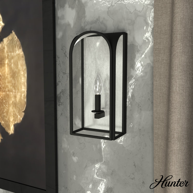 Hunter Dukestown 1 Light Sconce Wall Light Fixture, Natural Iron/Silver Leaf
