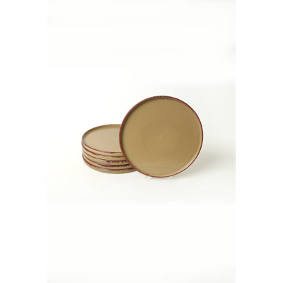 Premium Ceramic Plate Set (6 Pieces), Light Brown, 10.6 x 10.6 x 1.0 inches | 100% Antibacterial Stoneware, Water-Resistant & Eco-Friendly | Easy Cleaning, Perfect for Dining & Entertaining, Stylish & Durable Design
