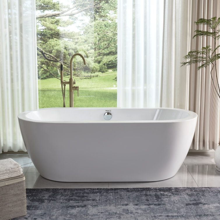 Bloomfield 56 in Acrylic Freestanding Double Ended Soaking Bathtub with Drain and Overflow Included in White Bloomfield 56 in Acrylic Freestanding Double Ended Soaking Bathtub with Drain and Overflow Included in White
