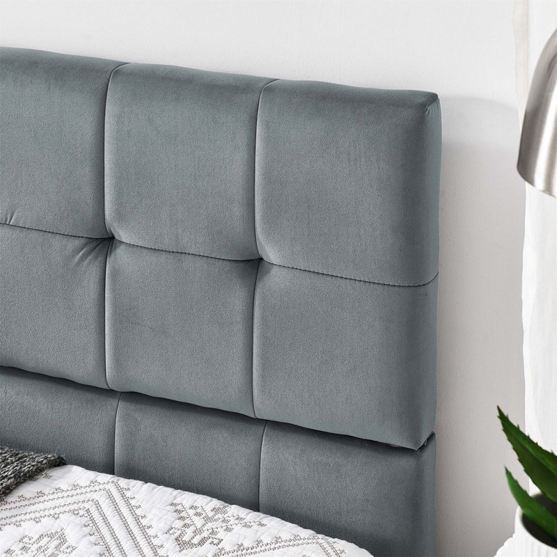 Anneka Upholstered Panel Headboard Design Bed, Gray