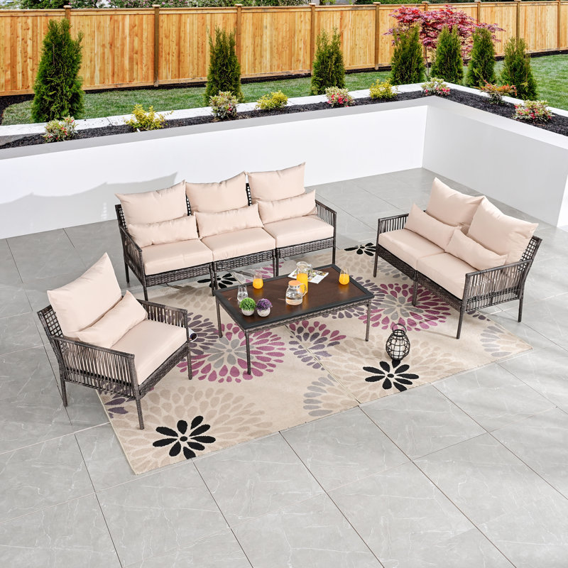 Aalaysia 7-Piece Outdoor Wicker Conversation Set