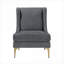 Fauteuil à oreilles avec accoudoirs de salon en chenille gris froid avec pieds en métal doré-887334996