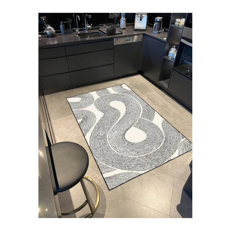 Wavy Patterned Rug with Woven Base, Machine Washable