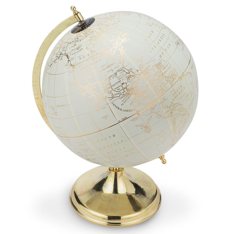 Tabletop Globe, 15" H x 12" W x 12" D, Ivory