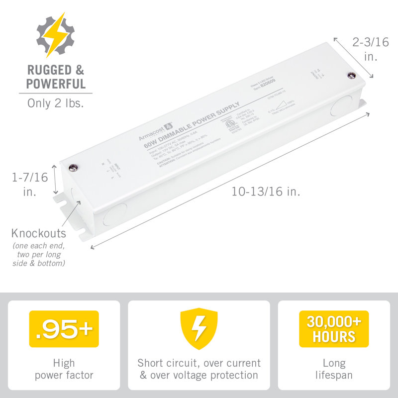 Dimmable 12V DC LED Driver with Enclosure ELV/MLV/TRIAC, 60W