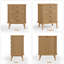 Commode moderne bohème à quatre tiroirs cannelés - Haut meuble en bois aux lignes courbes, poignées noir mat, grand espace de rangement pour chambre, salon ou entrée - Couleur : Chêne sauvage