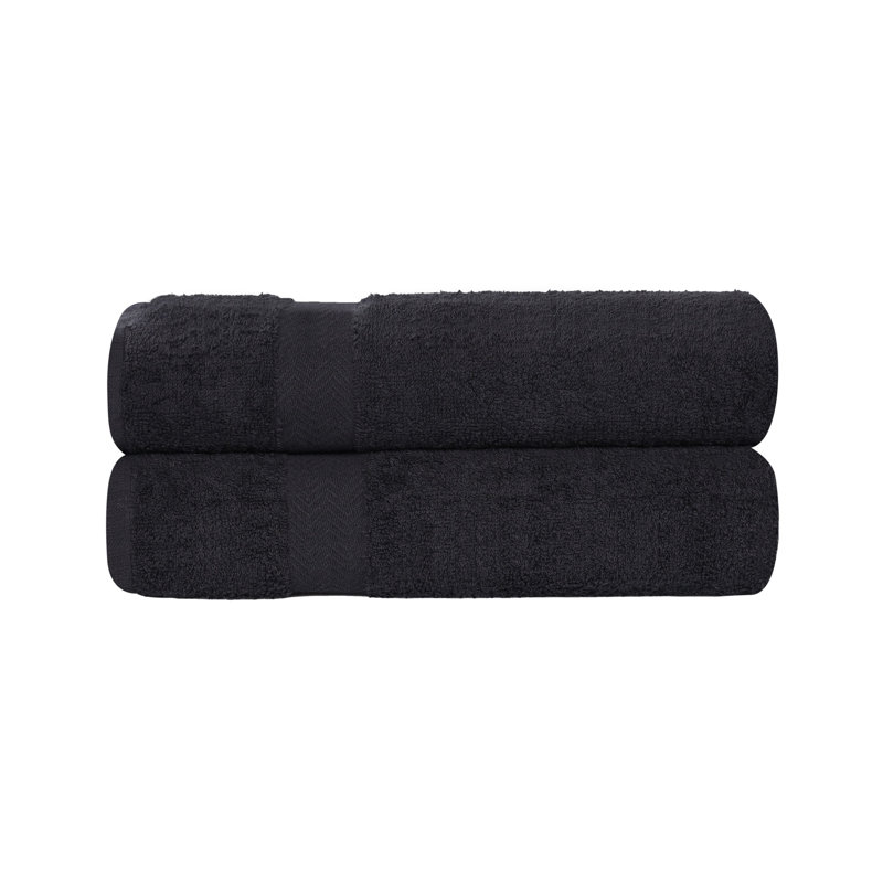 Ensemble de serviettes de bain en coton léger à séchage rapide, Drap de bain - paquet de 2, Noir