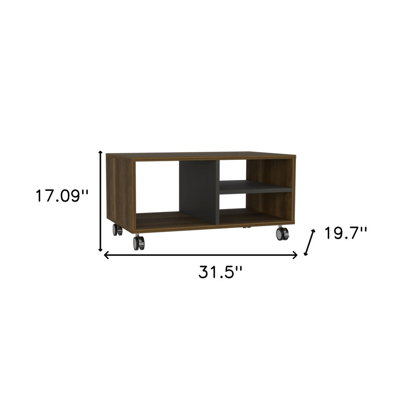 Table basse 32 "brune et noire avec trois tablettes