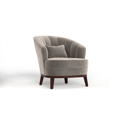 Upholstered Barrel Accent Chair with Tufted Backrest and Plush Cushion??
