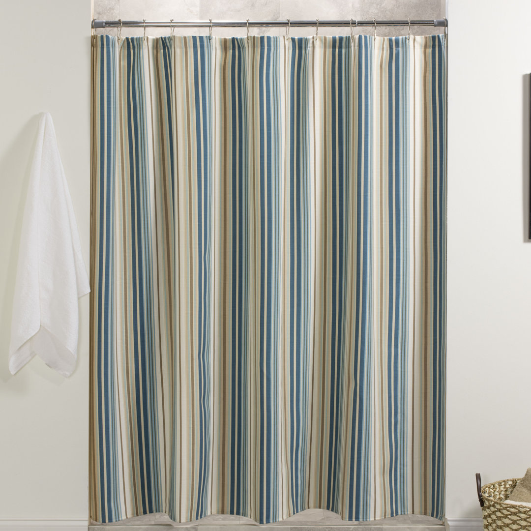 Leeman Cotton Blend Striped Shower Curtain Winston Porter