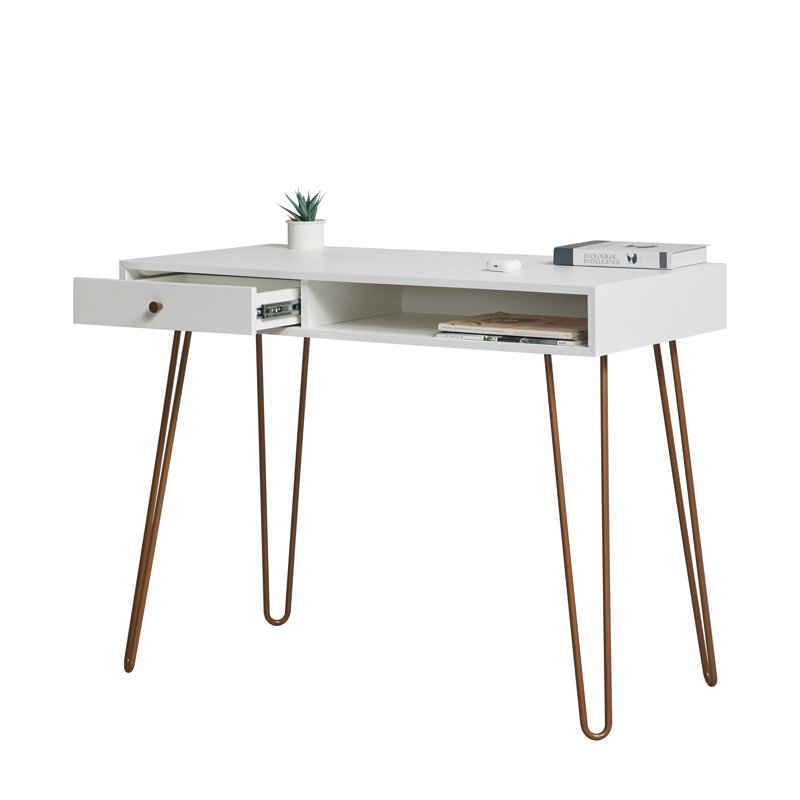 Bureau 30,98 po Jalayla, Blanc / Doré