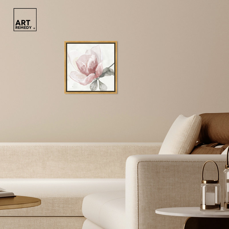 Gold Framed Blush Rose Canvas Print, 13 x 13 inches