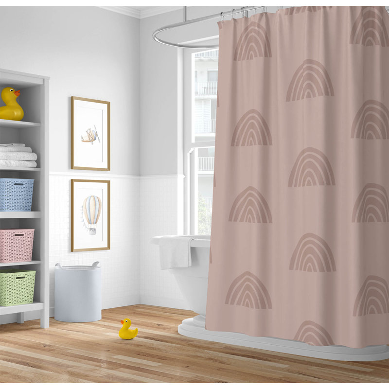 Bows Match Ultra-Thin Lightweight Shower Curtain, Pink/Ivory