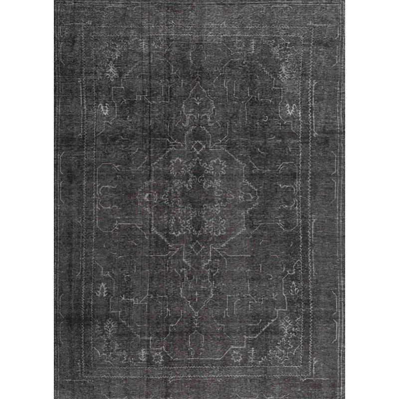 Tapis noir en laine touffeté à la main Nisa