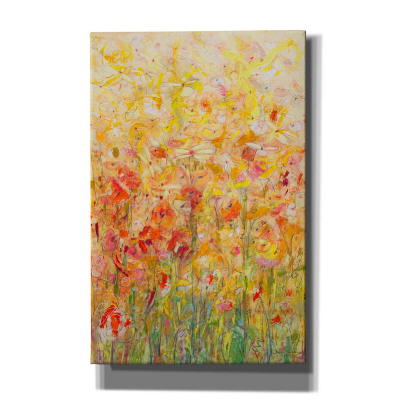 «Daisy Chain 16» par Jennifer Gardner - peinture sur toile tendue, H 40 po x l 26 po x P 1,5 po