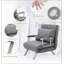 Canapé-lit simple pliant convertible à 5 positions pour une personne avec fauteuil et structure en acier pour bureau à domicile, gris clair