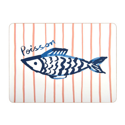 Catch Of The Day Paper Printed MDF Striped Placemat