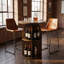 Table bistro ronde en bois de 37,4 po de hauteur, table bistro avec tablettes de rangement et base piédestal