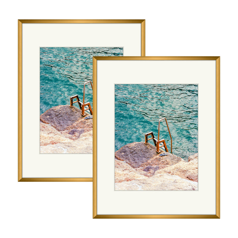 Drennon Metal Picture Frame, Aluminum Photo Frame, 11" x 14" Matted to 8" x 10", Bronze