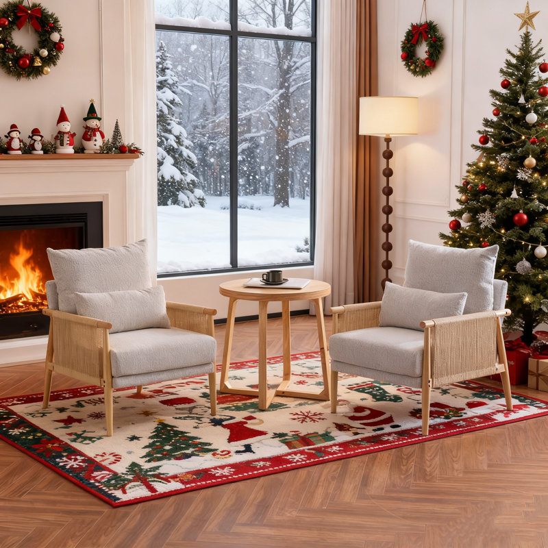 Fauteuil d'appoint 2 pièces chenille gris clair avec coussin, Gris clair