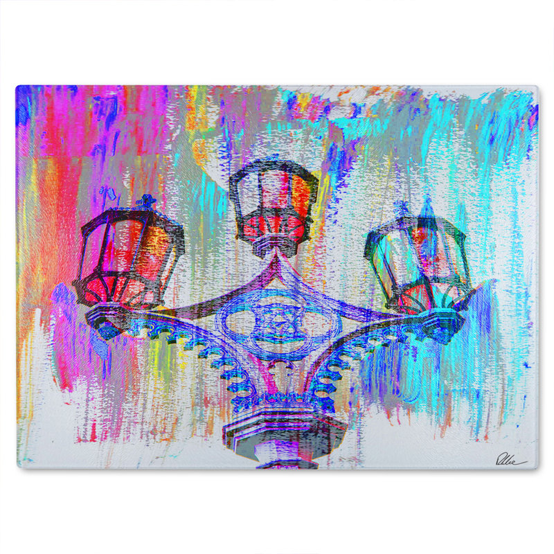 Big Ben Street Lamps Glass Chopping Board