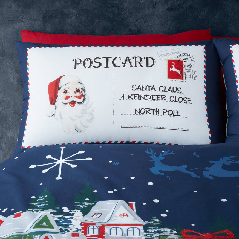 Retro Father Christmas Duvet Cover Set, Single Duvet Cover + 1 Standard Pillowcases