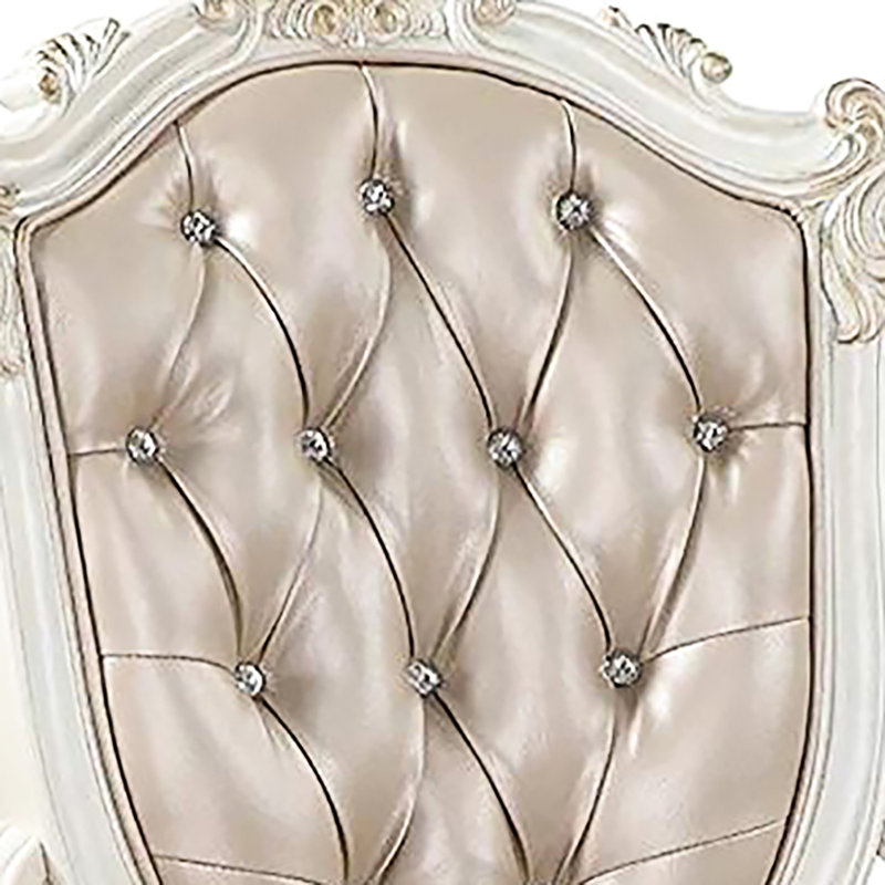 2 chaises avec accoudoirs or rose et blanc perle - Coussin floral doux avec détails texturés en bois élégants 2 chaises en tissu capitonné