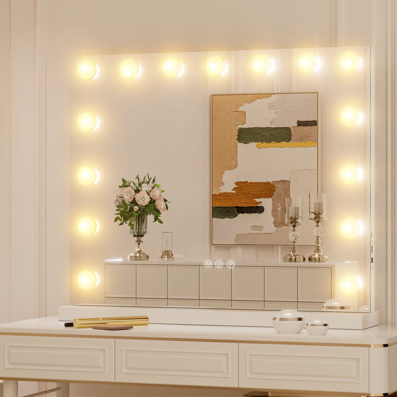 Led Hollywood Iron Makeup Mirror, Adjustable Brightness With Memory Function