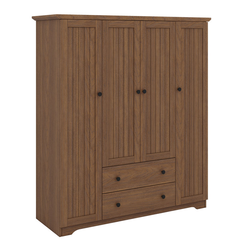 Armoire penderie avec tiroirs et porte, Brun